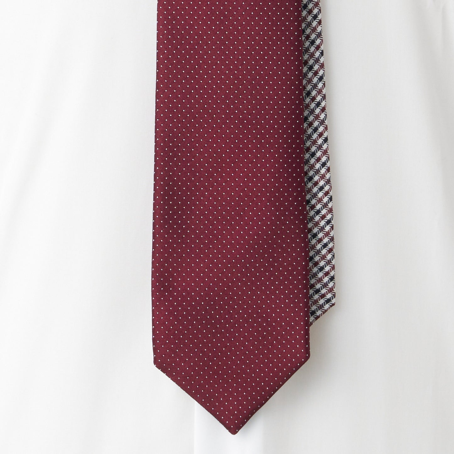 【ネクタイ】Aquascutum|クレリックタイ ピンドット/クラブチェック ワイン