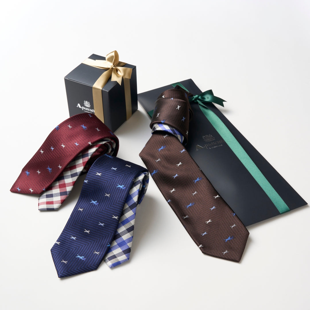 NEW!【ネクタイ】Aquascutum ｜干支馬 クラブチェック クレリックタイ