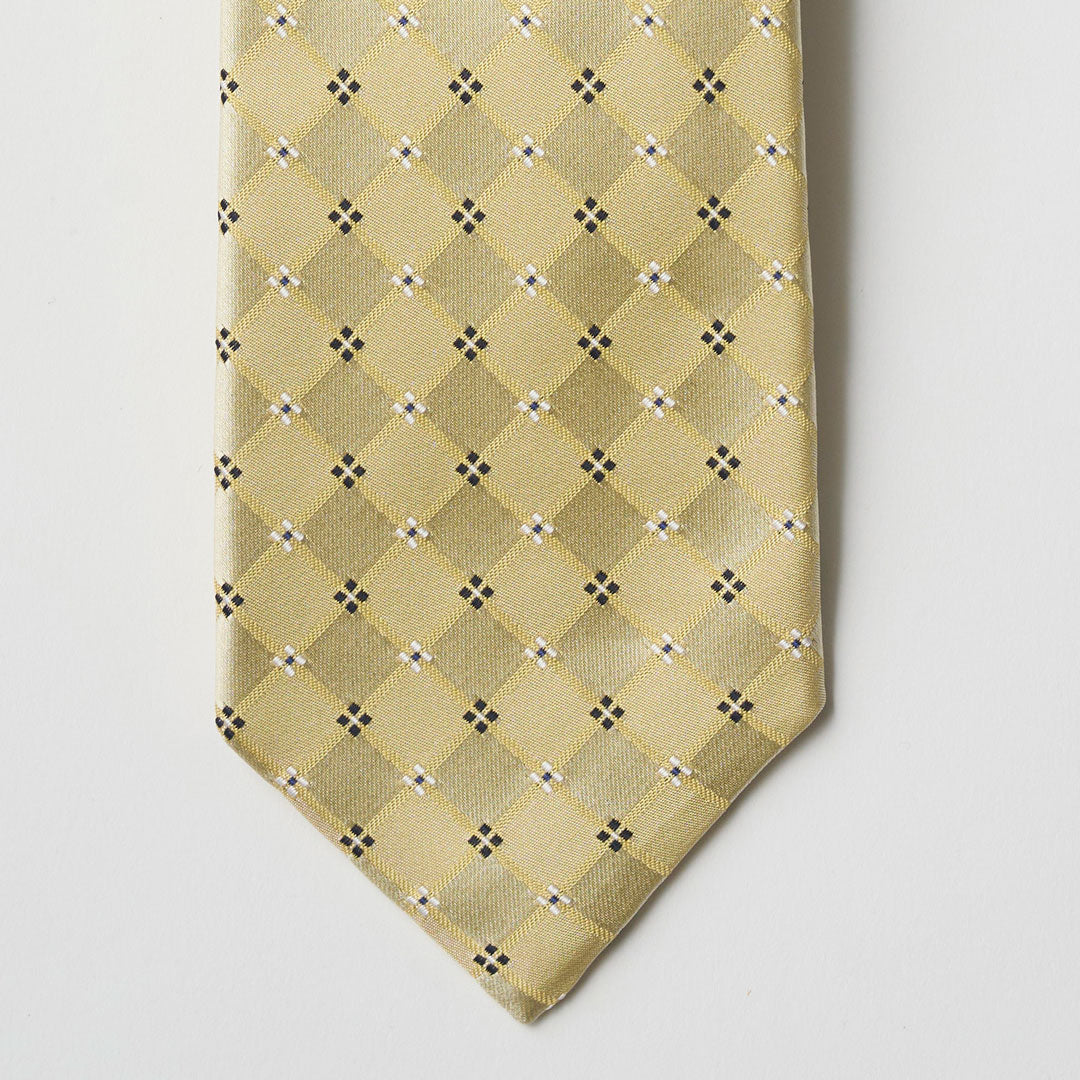 【ネクタイ】Aquascutum |小紋柄 クリーム 剣先アップ