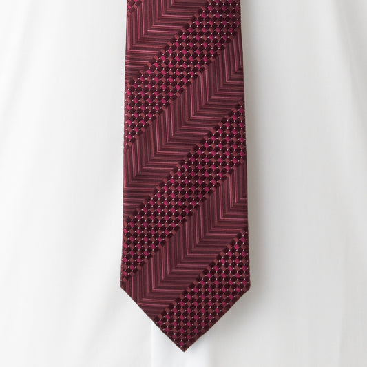 ダーバン ネクタイ ストライプ 甲州織物 ワイン 赤