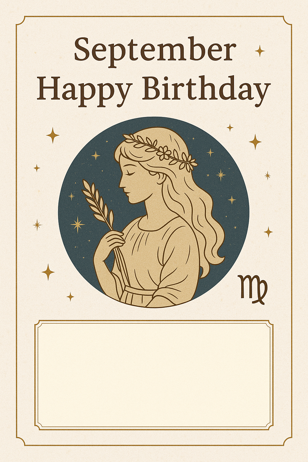 【誕生日メッセージカード】9月限定 星座デザイン|おとめ座クラシックモチーフ|誕生日プレゼントに添える無料サービス