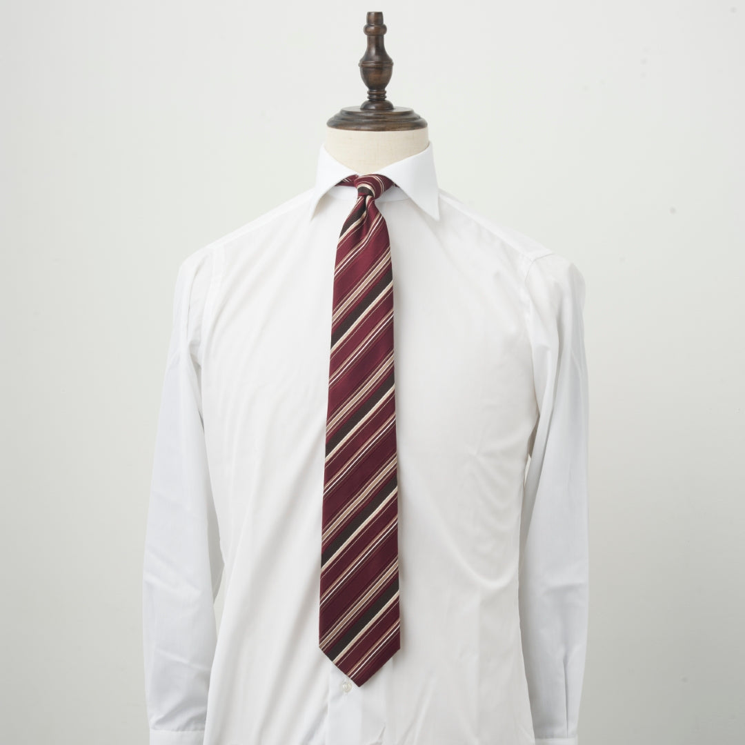 【ネクタイ】D'URBAN|HACHIOJI ストライプ ワイン