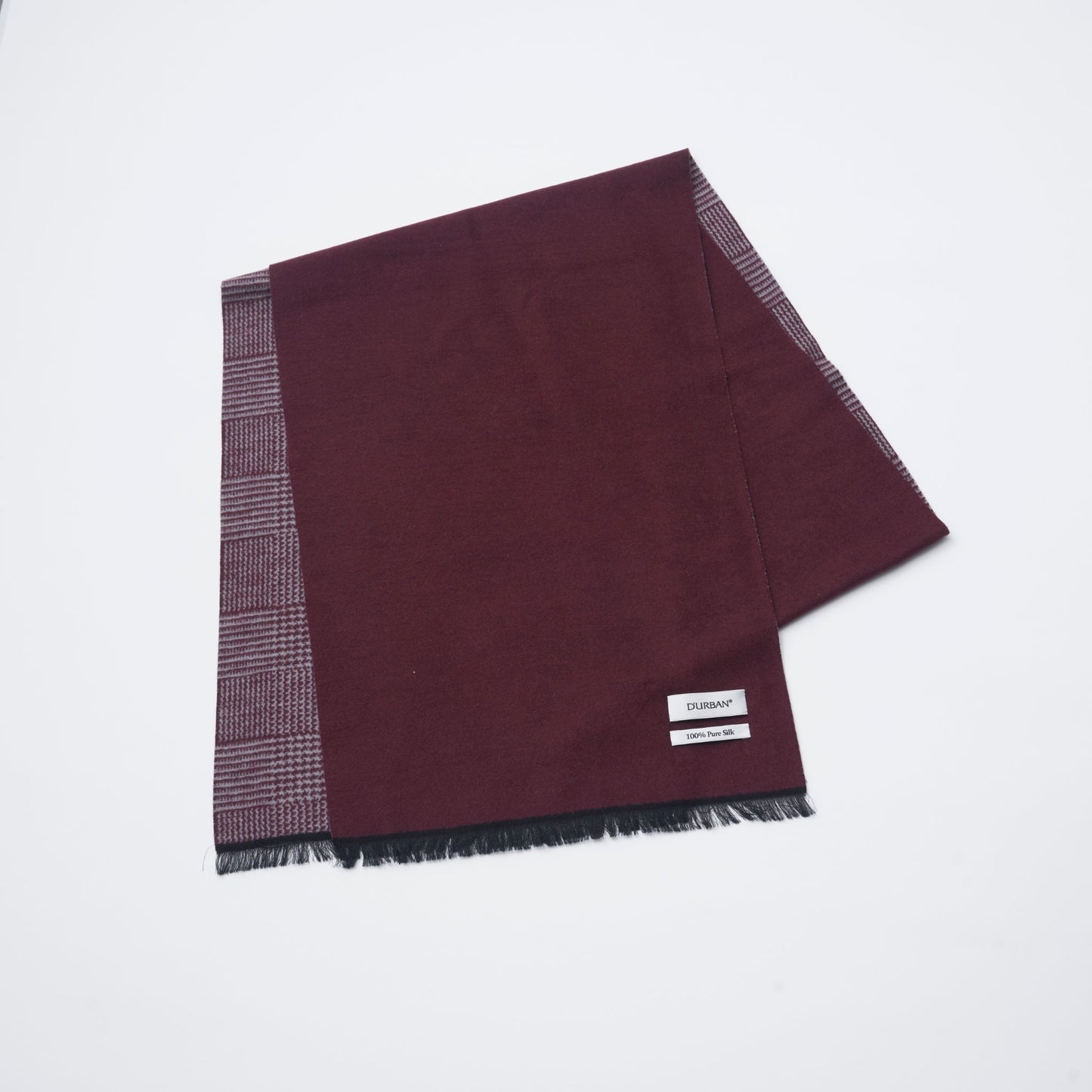 【マフラー】D'URBAN| シルク ソリッド/グレンチェック リバーシブル