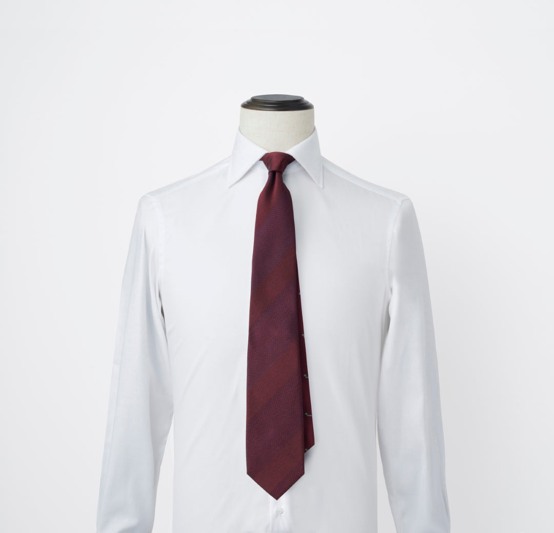 【ネクタイ】Aquascutum|干支モチーフ クレリックタイ ソリッドメランジ ヘビ ワイン 白シャツコーデ