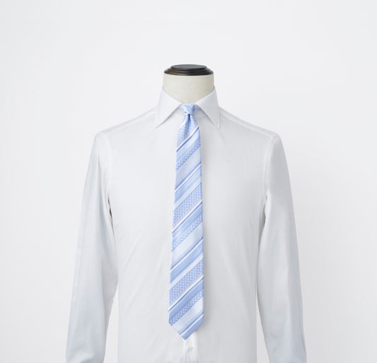 ダーバン ネクタイ ストライプ 甲州織物 サックス 水色