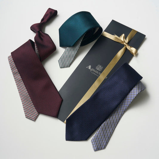 【ネクタイ】Aquascutum ｜クレリック ソリッドメランジ/クラブチェック ギフトパッケージ
