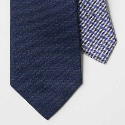 【ネクタイ】Aquascutum ｜クレリック ソリッドメランジ/クラブチェック ダークネイビー 剣先アップ