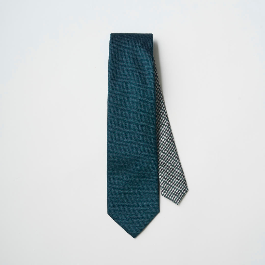 【ネクタイ】Aquascutum ｜クレリック ソリッドメランジ/クラブチェック ダークグリーン