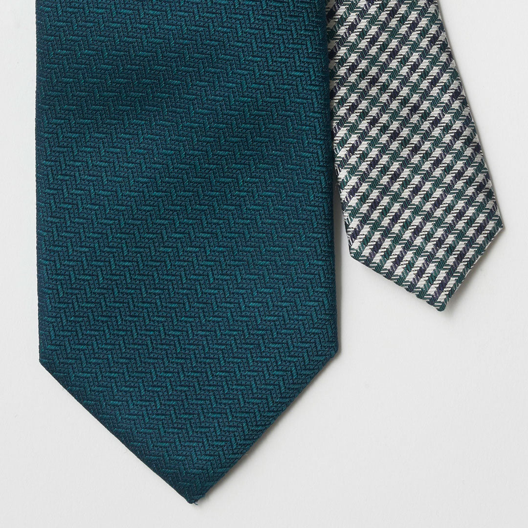 【ネクタイ】Aquascutum ｜クレリック ソリッドメランジ/クラブチェック ダークグリーン 剣先アップ