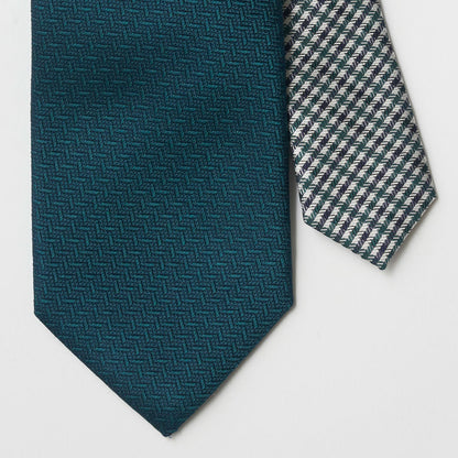 【ネクタイ】Aquascutum ｜クレリック ソリッドメランジ/クラブチェック ダークグリーン 剣先アップ