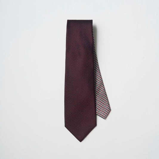 【ネクタイ】Aquascutum ｜クレリック ソリッドメランジ/クラブチェック ワイン