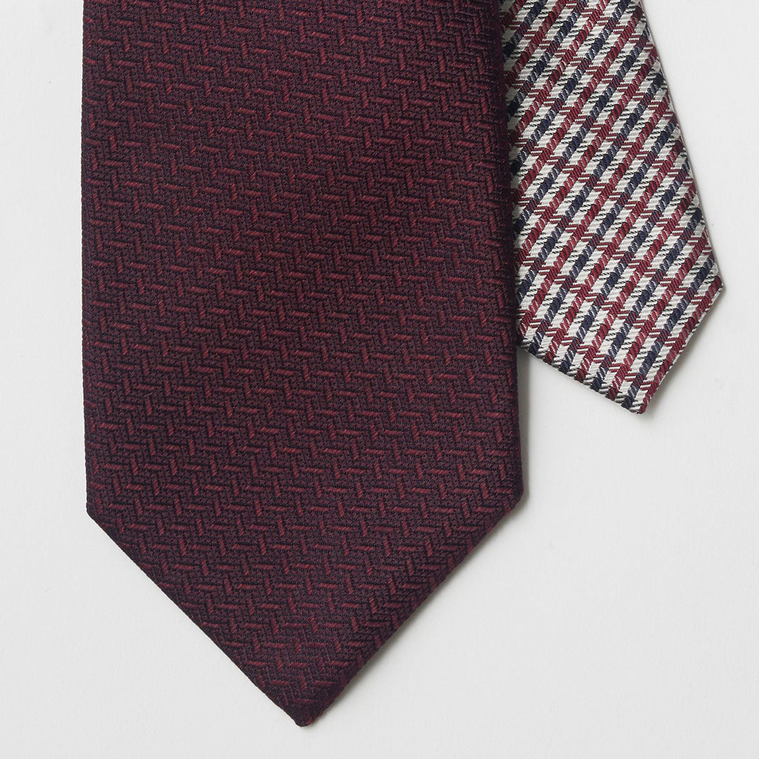 【ネクタイ】Aquascutum ｜クレリック ソリッドメランジ/クラブチェック ワイン 剣先アップ