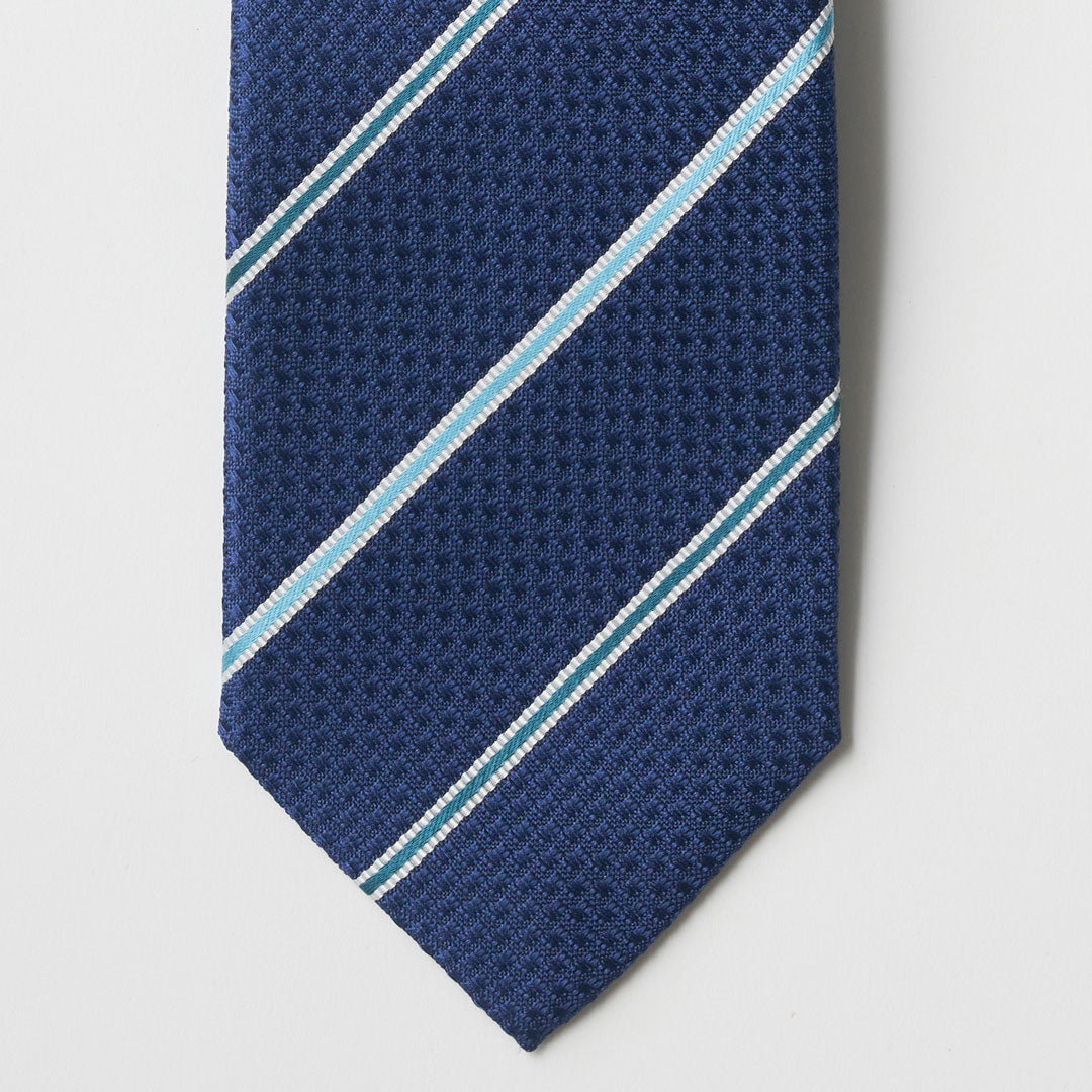 【ネクタイ】Aquascutum｜ストライプ 青 剣先アップ