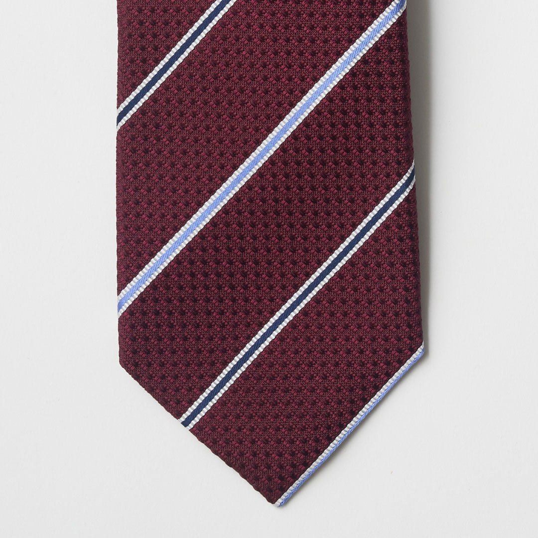 【ネクタイ】Aquascutum｜ストライプ ワイン 剣先アップ