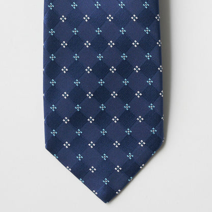 【ネクタイ】Aquascutum ｜小紋柄 青 剣先アップ