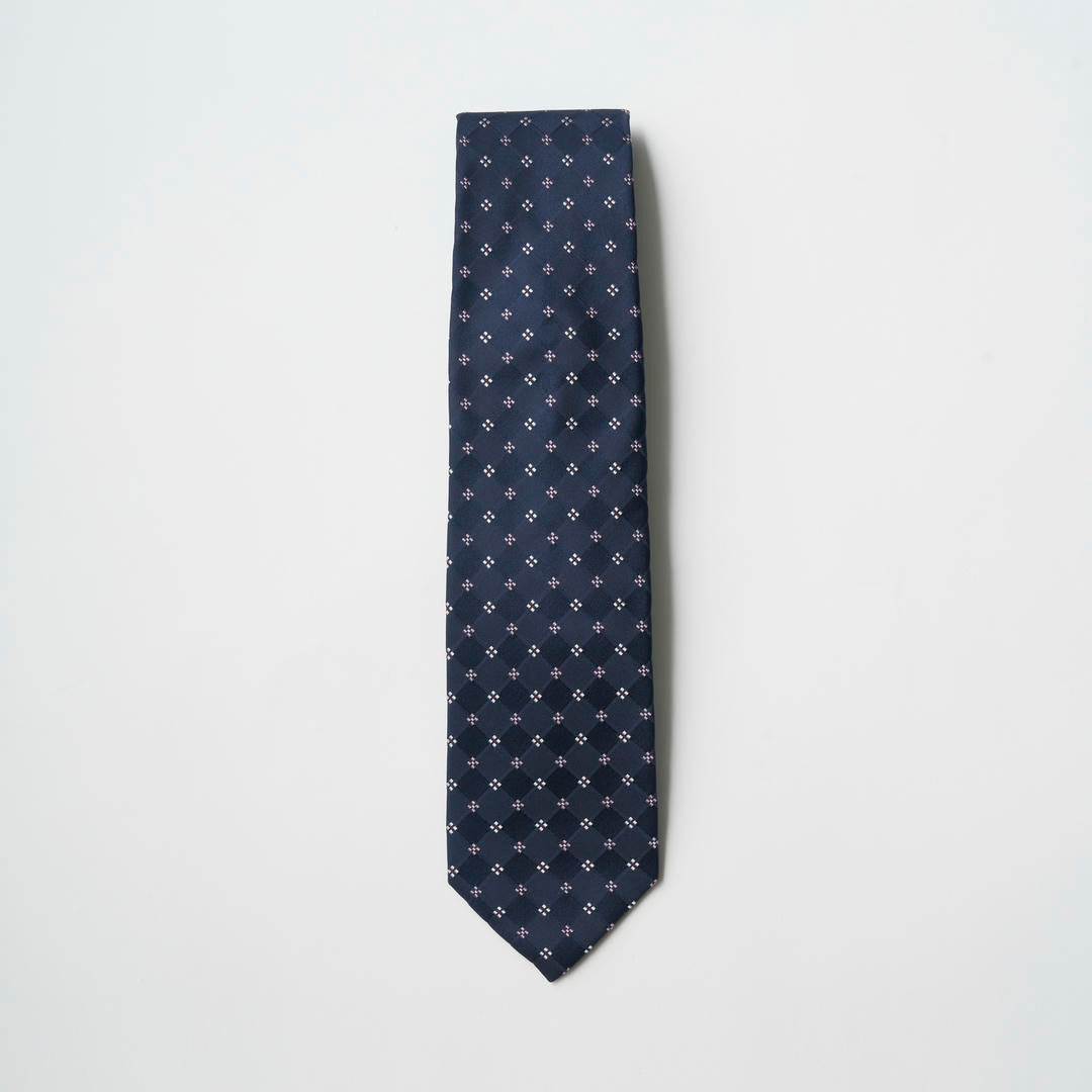 【ネクタイ】Aquascutum ｜小紋柄 ダークネイビー