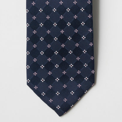 【ネクタイ】Aquascutum ｜小紋柄 ダークネイビー 剣先アップ