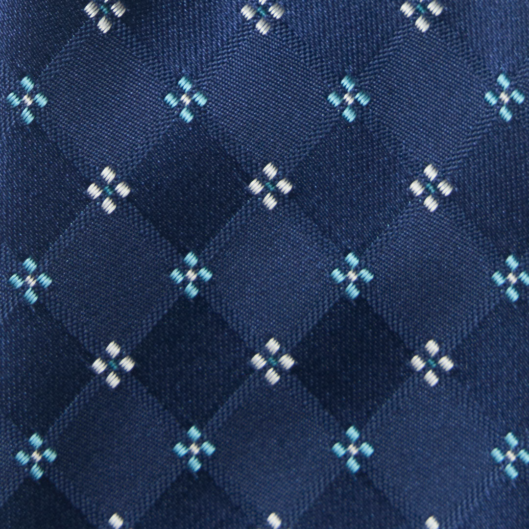 【ネクタイ】Aquascutum ｜小紋柄 青 柄アップ