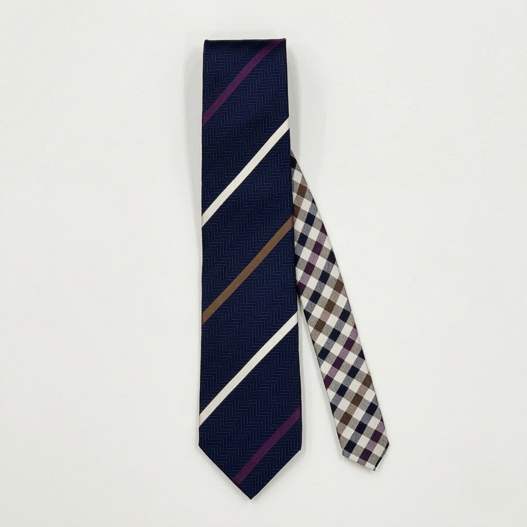 NEW!【ネクタイ】Aquascutum ｜175周年企画 ラペルピン BOXセット 175thクラブチェッククレリックタイ