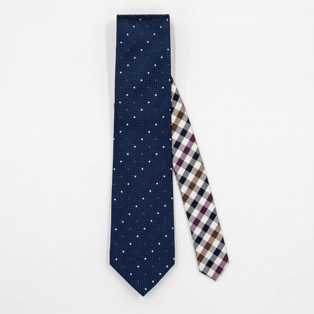 【ネクタイ】Aquascutum ｜175周年企画 ラペルピン BOXセット 175thクラブチェッククレリックタイ ドット