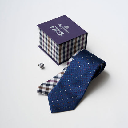 【ネクタイ】Aquascutum ｜175周年企画 ラペルピン BOXセット パープルカラーコレクション ドット