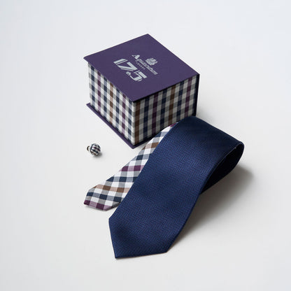 【ネクタイ】Aquascutum ｜175周年企画 ラペルピン BOXセット パープルカラーコレクション ソリッド 無地