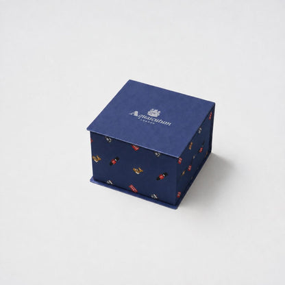 【ネクタイ】Aquascutum｜ ラペルピン BOXセット グレンチェックソリッド/ロンドンモチーフ クレリックタイ ダルブルー ブルー ギフトパッケージ
