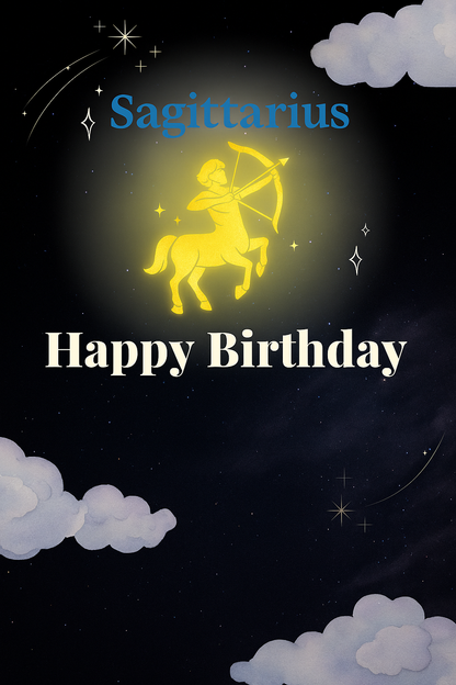 【誕生日メッセージカード】11月の星座『いて座』モダンデザイン｜誕生日プレゼントに添える無料サービス 