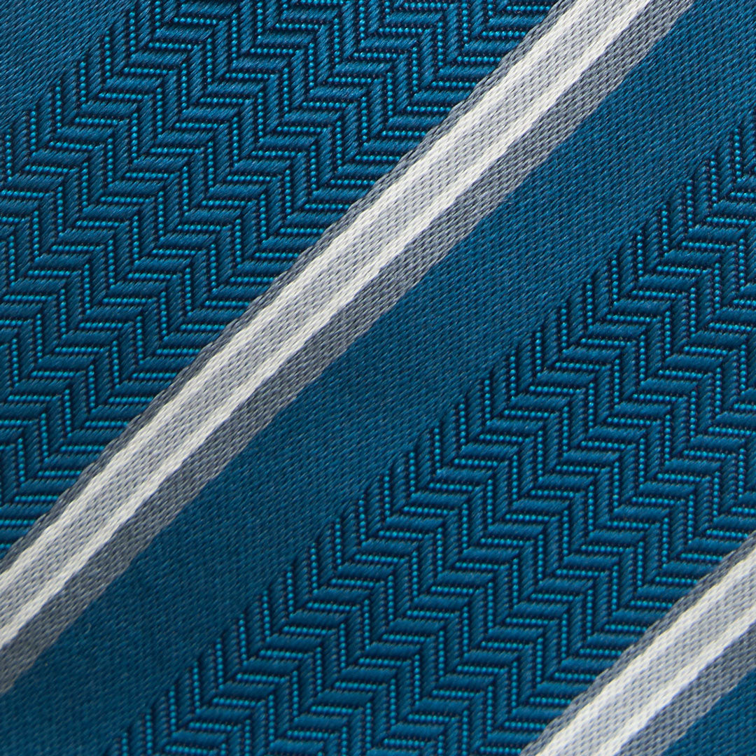 【ネクタイ】TAKEO KIKUCHI｜クレリック ストライプ/メガネ ターコイズ 柄アップ