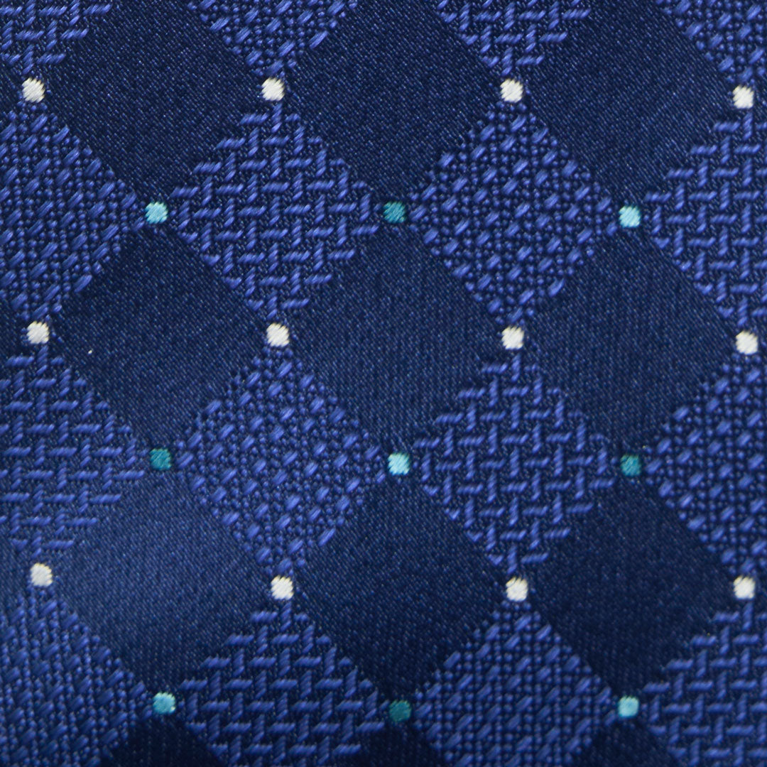 【ネクタイ】TAKEO KIKUCHI｜ドット 青 柄アップ