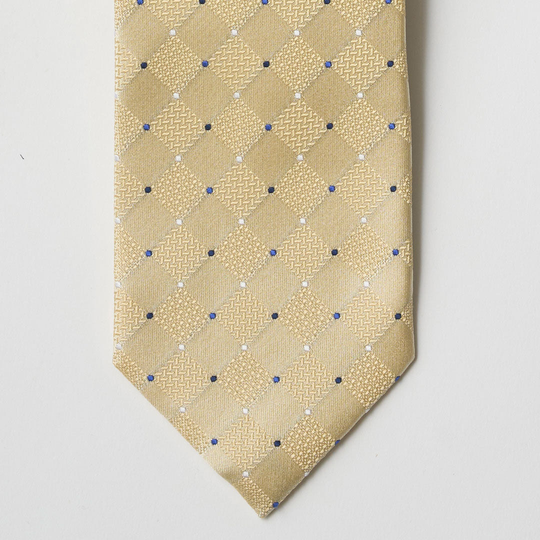 【ネクタイ】TAKEO KIKUCHI｜ドット クリーム 黄色 剣先アップ