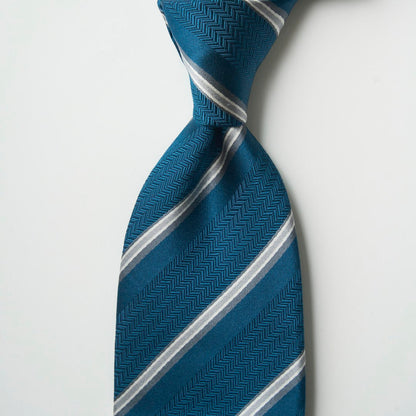 【ネクタイ】TAKEO KIKUCHI｜クレリック ストライプ/メガネ ターコイズ ノットアップ