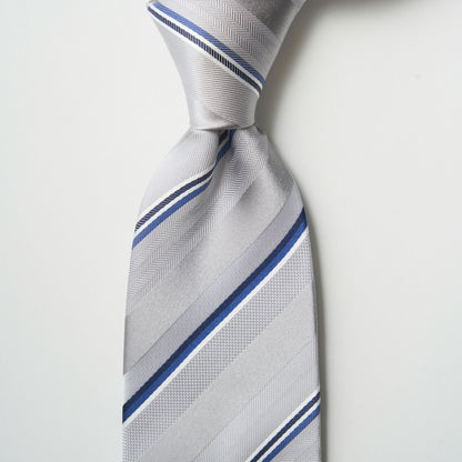 【ネクタイ】TAKEO KIKUCHI｜タイバーシリンダーBOXセット ストライプ シルバー ノットアップ