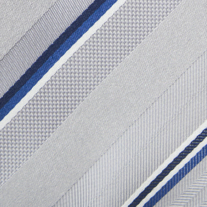 【ネクタイ】TAKEO KIKUCHI｜タイバーシリンダーBOXセット ストライプ シルバー 柄アップ