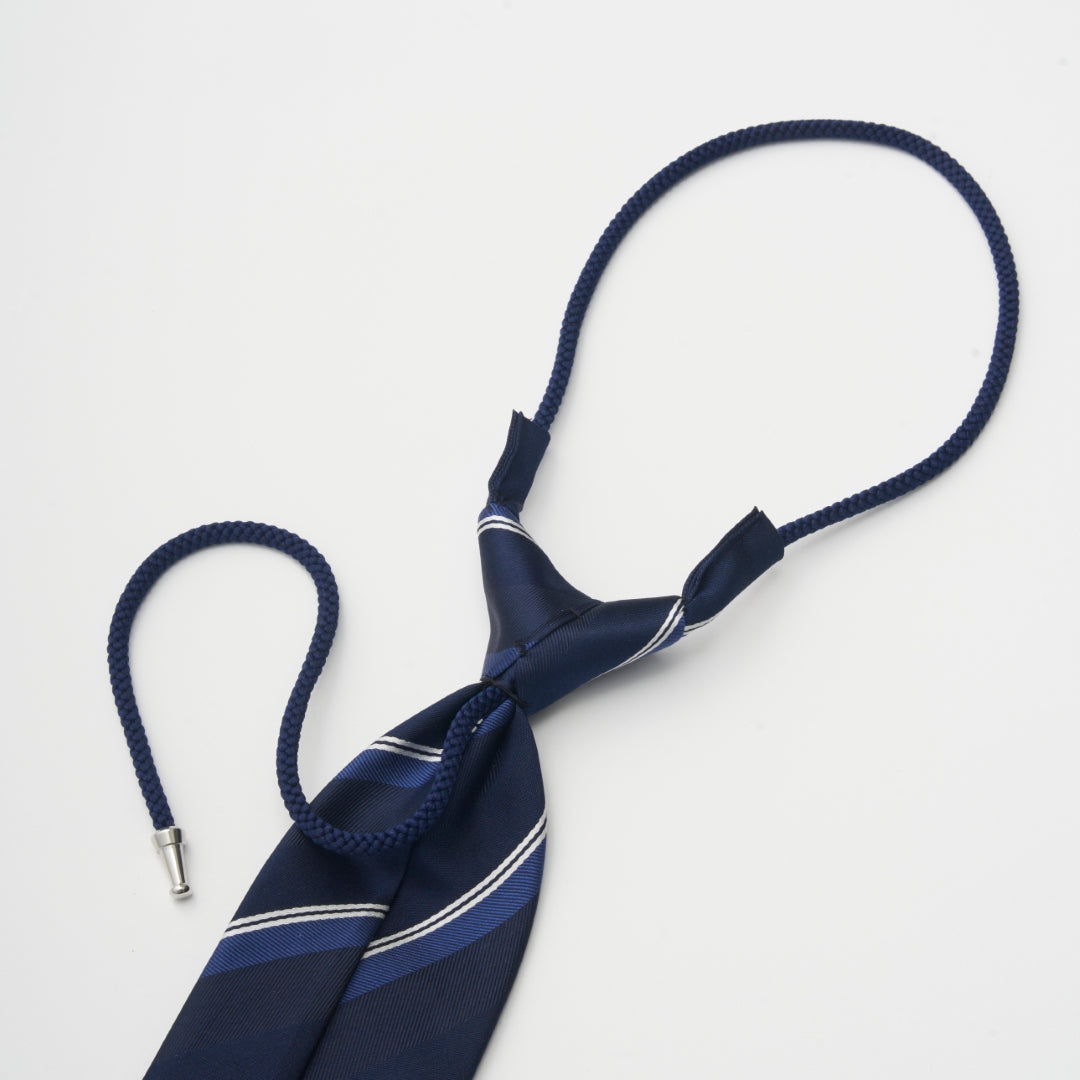 ワンタッチネクタイ タイハング ネイビーブルー ストライプ