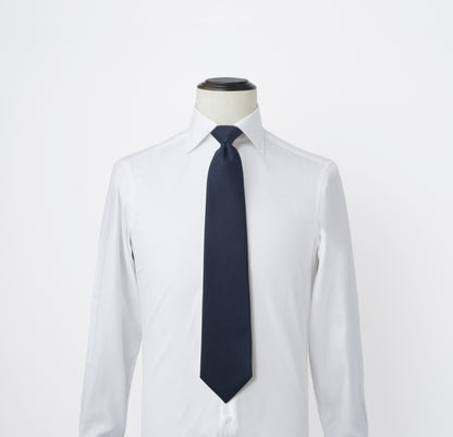 ワンタッチネクタイ タイハング ネイビーブルー ソリッド 無地 シャツ着用画