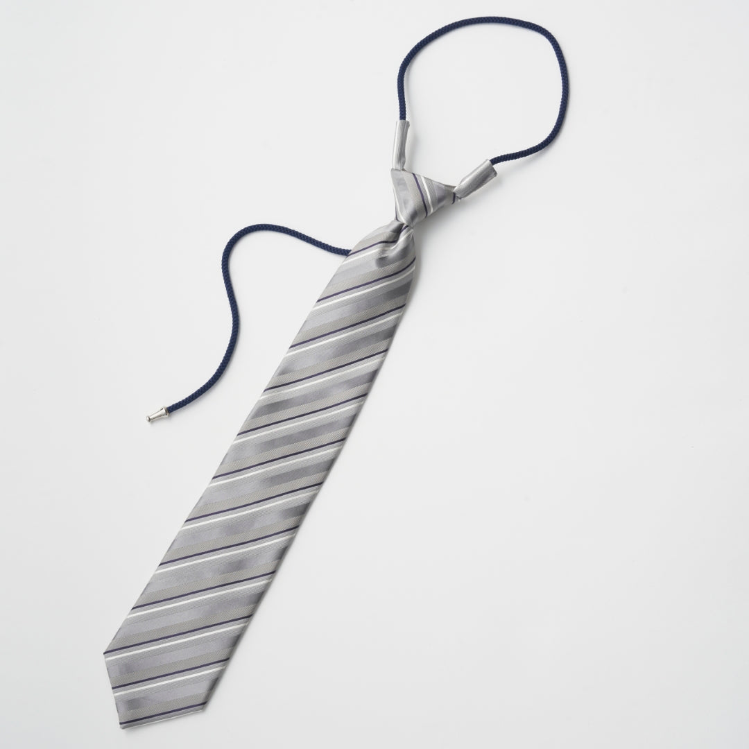ワンタッチネクタイ タイハング ライトグレー シルバー ストライプ 