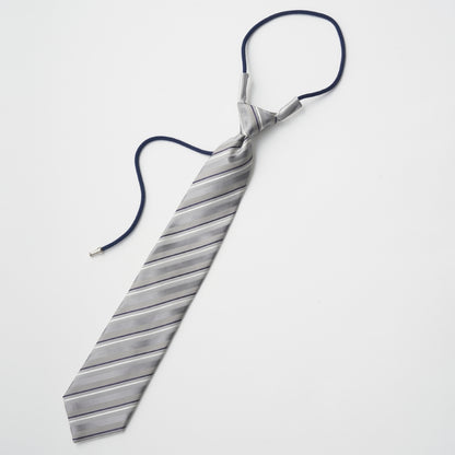 ワンタッチネクタイ タイハング ライトグレー シルバー ストライプ 