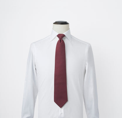 ワンタッチネクタイ タイハング ワイン 赤 マイクロ シャツ着用画