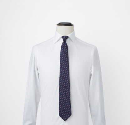 【ネクタイ】EMPORIO ARMANI｜ジオメトリックパターン ネイビー 紺 シャツ着用