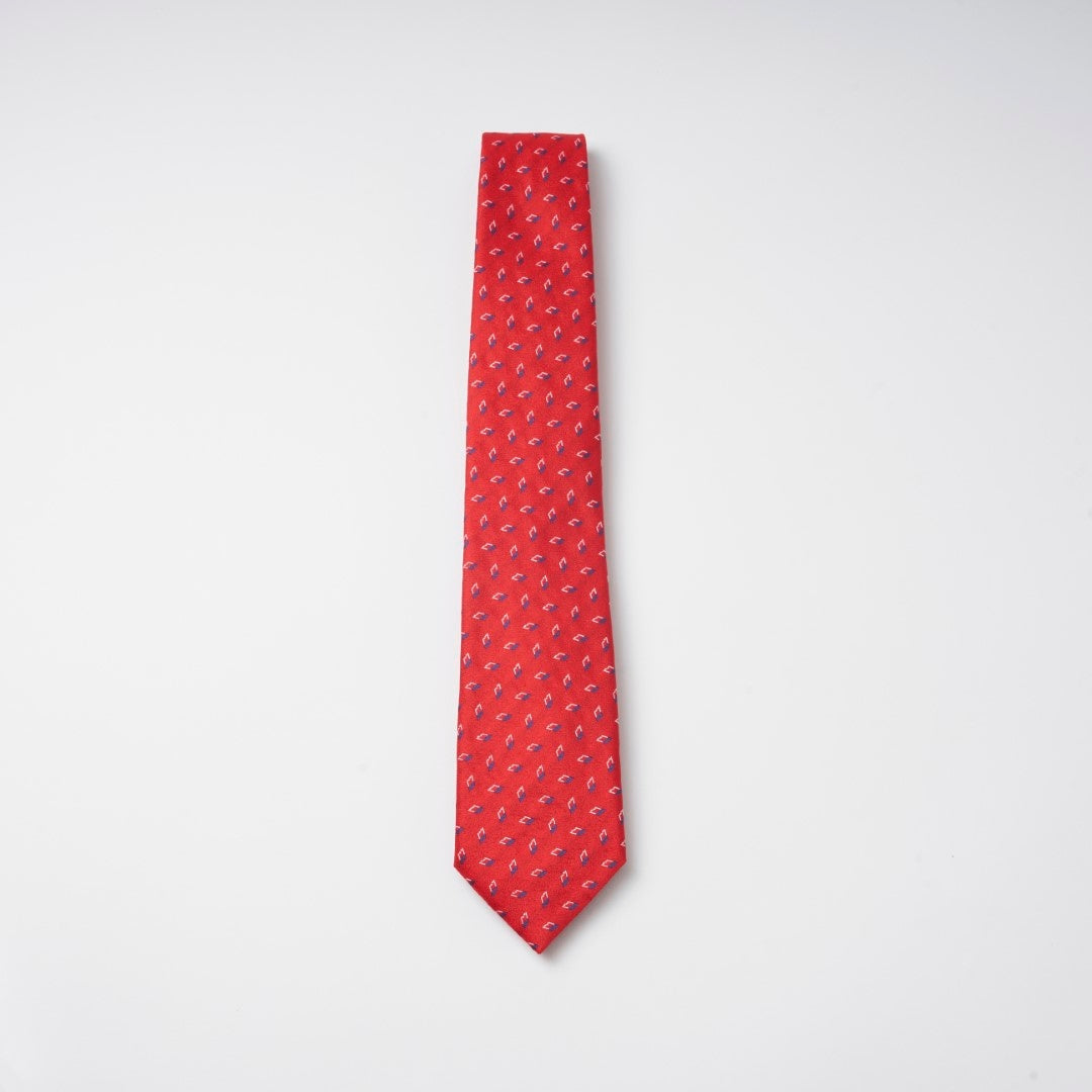 【ネクタイ】EMPORIO ARMANI｜ジオメトリックパターン 赤 ワイン ボルドー