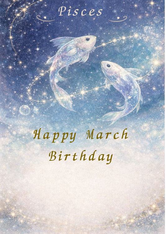 【メッセージカード】3月星座 うお座（魚座）｜3月生まれの男性へ｜無料印字サービス