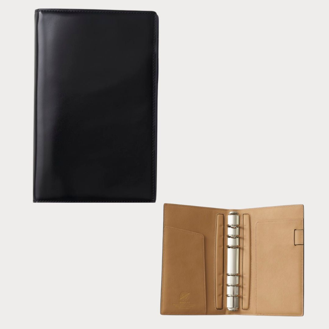 【手帳】BRELIO ATLANTIC LABEL（ブレイリオアトランティックレーベル）｜Personal Organizer 20mm Cordovan ブラック ベージュ