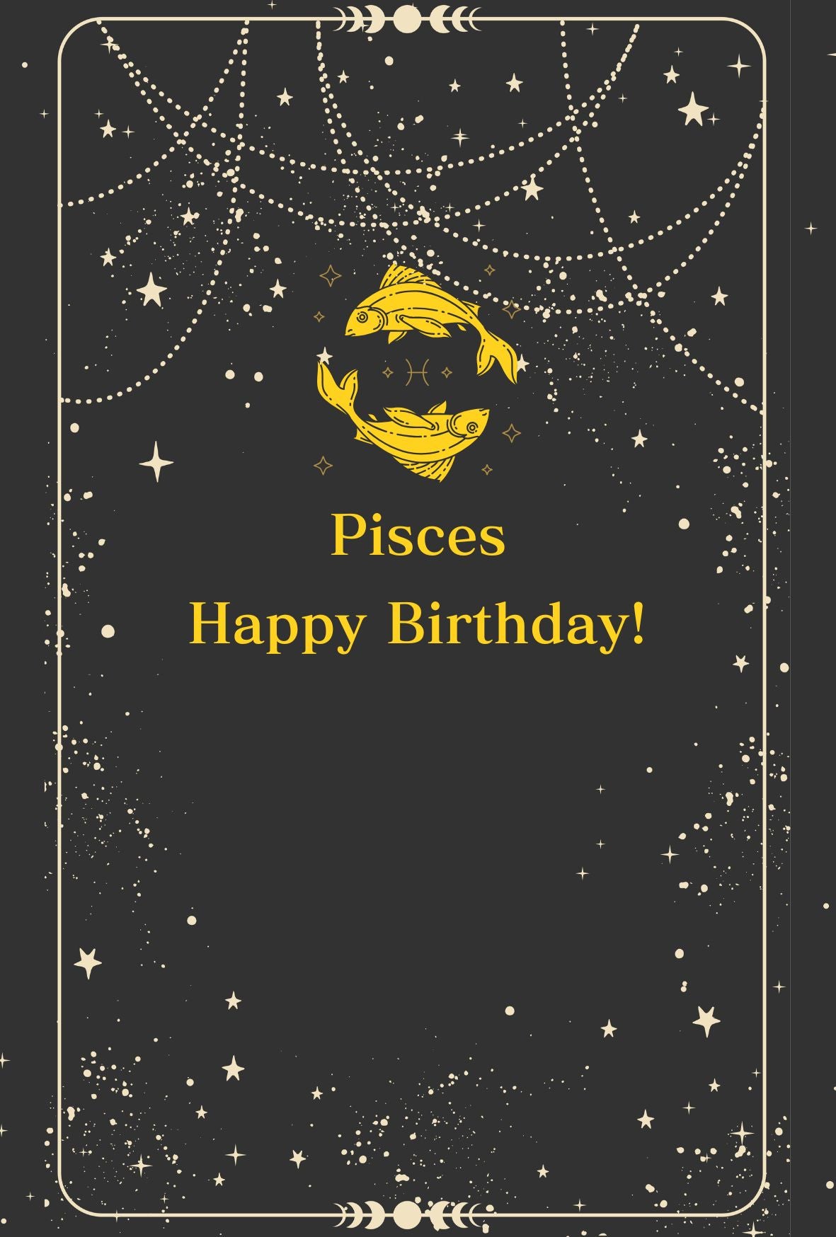 【メッセージカード】 2月の星座、魚座（Pisces）と星の瞬き ｜ 誕生日 お祝い 2月 バースデーカード 無料印字サービス