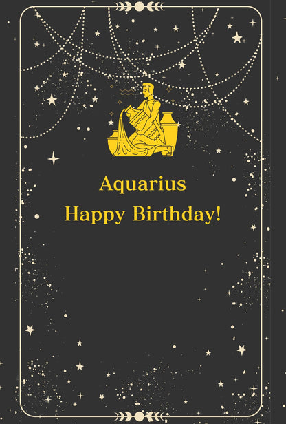 【メッセージカード】 2月の星座、水瓶座（Aquarius）と星の瞬き ｜ 誕生日 お祝い 2月 バースデーカード 無料印字サービス