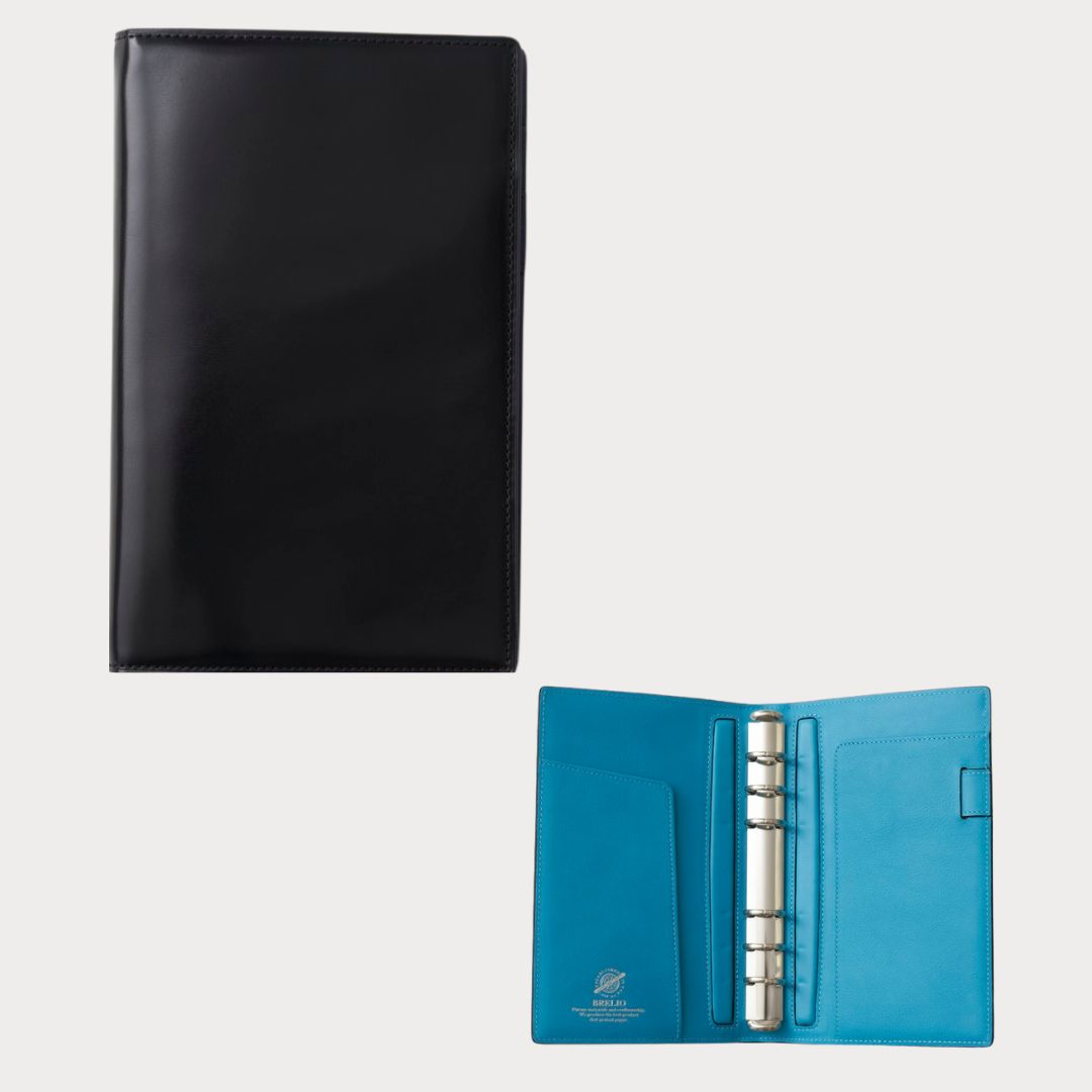 【手帳】BRELIO ATLANTIC LABEL（ブレイリオアトランティックレーベル）｜Personal Organizer 20mm Cordovan ブラック ターコイズ