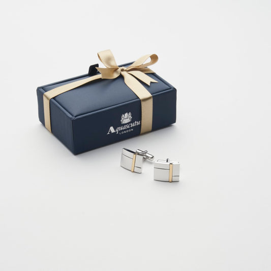 【カフス】Aquascutum｜ゴールドライン入り 無料純正ギフトパッケージ 