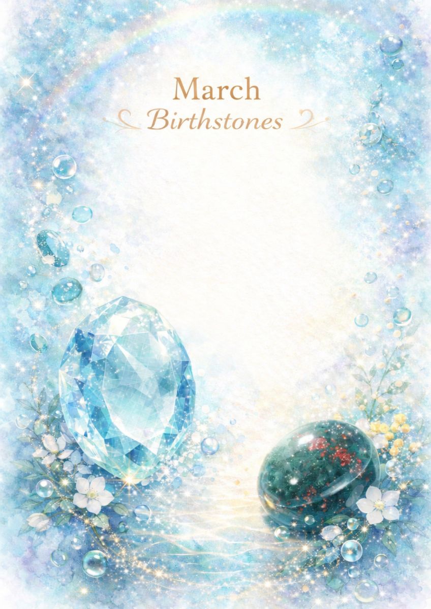 〖メッセージカード〗3月誕生石 アクアマリン&ブラッドストーン