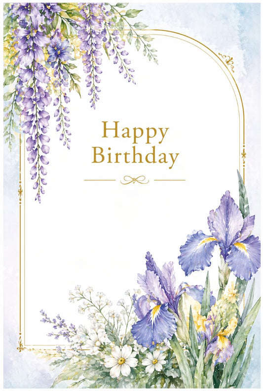【メッセージカード】5月誕生日の大切な男性へ｜季節の花 藤