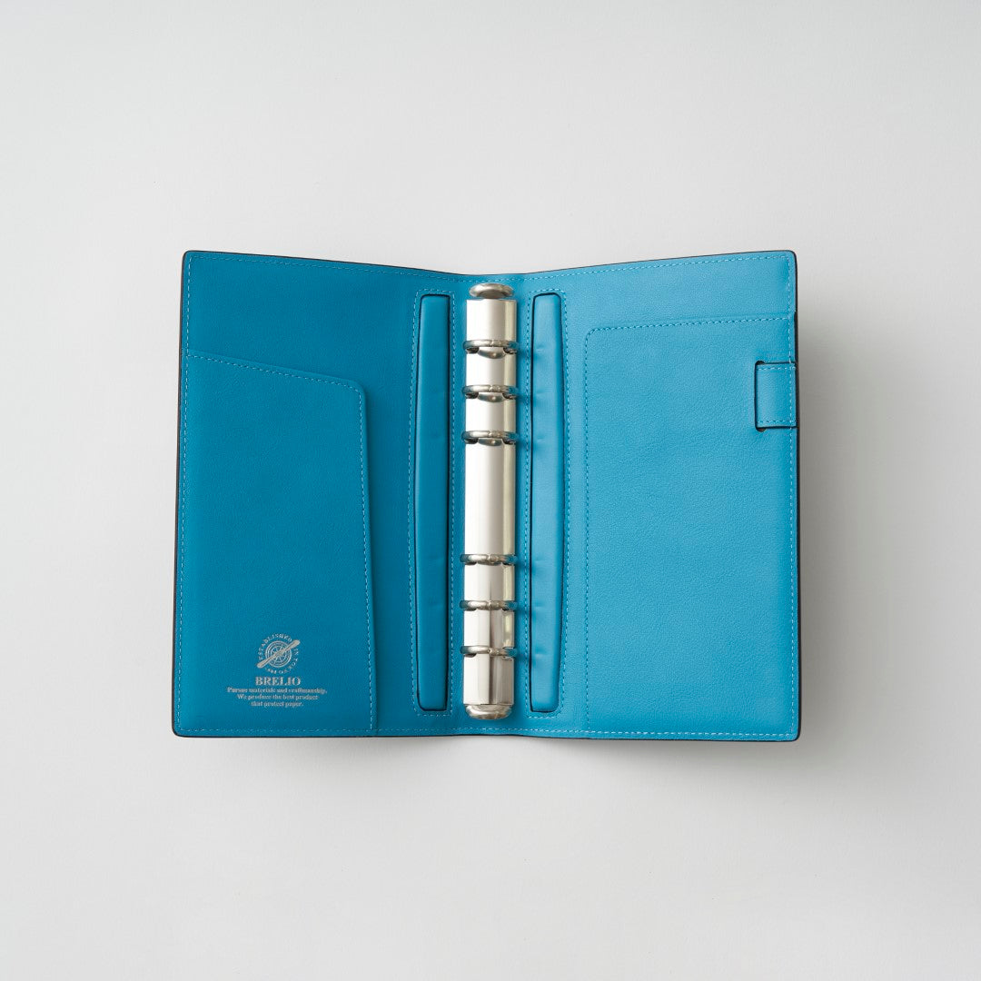 【手帳】BRELIO ATLANTIC LABEL（ブレイリオアトランティックレーベル）｜Personal Organizer 20mm Cordovan 黒ブラック ターコイズ